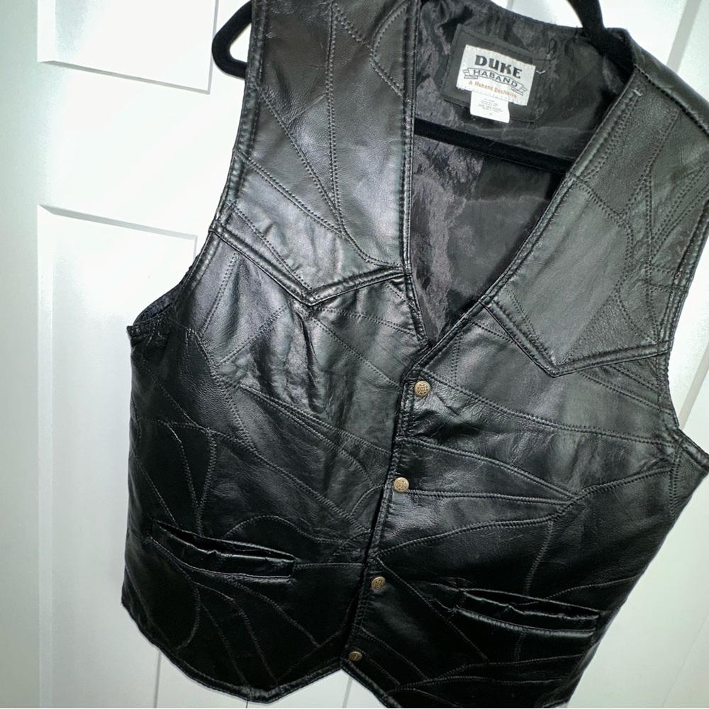 Vintage Duke Haband Black Motorcycle Leather Vest - Medium - Picture 3 of 8